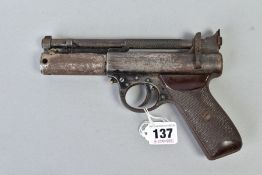 A .177 WEBLEY & SCOTT PREMIER AIR PISTOL batch number 461, it has an overall worn and rusted