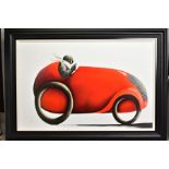 MACKENZIE THORPE (BRITISH 1956) 'THE FASTEST CAR IN THE WORLD', a limited edition print 29/75, a red