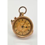 A SMALL LADIES POCKETWATCH, round case measuring approximately 33mm in diameter, gold dial with