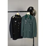 TWO GERMAN WWII MILITIARY UNIFORM JACKETS in the style of the 'Heer' Army and 'S.S', both come