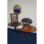 A GEORGIAN MAHOGANY CIRCULAR TOPPED TRIPOD TABLE, with bird case mechanism, diameter 91cm x height