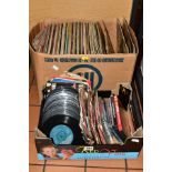 A BOX OF SINGLES RECORDS AND A BOX OF L.P'S, artists include The Rolling Stones, Manfred Mann, Nat