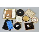 A SELECTION OF NINE COMPACTS, to include a Stratton mirror featuring an embossed fern detail lid,