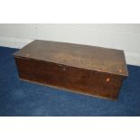 AN OAK PERIOD BLANKET BOX with later adaptations including hinges, width 98cm x depth 46cm x