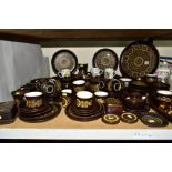 A LARGE COLLECTION OF DENBY 'ARABESQUE' DINNER AND TEAWARES, including nine oval steak plates,