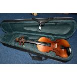 AN EARLY 20TH CENTURY GERMAN VIOLIN in the style of Stadivarius with two piece back, with modern