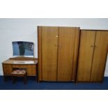 AN EARLY TO MID 20TH CENTURY WALNUT FIVE PIECE BEDROOM SUITE, comprising two sized double door
