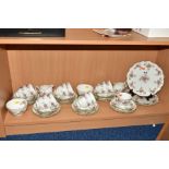 AYNSLEY 'GROTTO ROSE' 185 TEA WARE, including two serving plates, two milk, two sugar, eleven tea