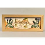 A MOORCROFT TRIAL PLAQUE 'FAREWELL BEACH' signed to reverse 'Trial 13-8-12', 34cm x 14cm including