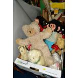 A QUANTITY OF ASSORTED TOYS, to include Wendy Boston Bear, Merrythought and Chad Valley gollies, a