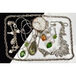 A SELECTION OF ITEMS, to include a children's charm bracelet with seven charm, a silver watch