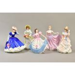 FIVE ROYAL DOULTON LADY FIGURES comprising Figure of the Year 1992 - Mary HN3375, Figure of the Year