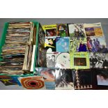 A TRAY CONTAINING APPROXIMATELY TWO HUNDRED 7'' SINGLES, including coloured vinyl and picture