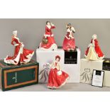 FIVE ROYAL DOULTON FIGURES, boxed, Christmas Day1999' HN4214, boxed, 'Christmas Day 2007' HN4911,