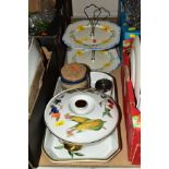 FOUR BOXES OF CERAMICS, GLASSWARE AND LOOSE ITEMS, including an Edwardian tea set, Royal Worcester