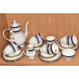 ROYAL GRAFTON 'MAJESTIC' PATTERN TEAWARES, cobalt blue with gilt decoration, to include tea pot,