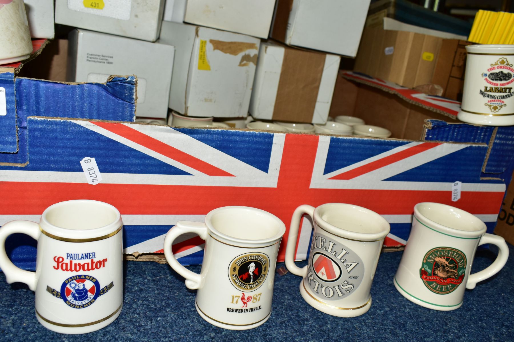 FOUR BOXES OF POTTERY TEDDY MUGS AND TANKARD, including Franklin Mint 'The Official Tankards of - Image 5 of 5
