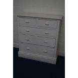 A PAINTED EDWARDIAN CHEST OF TWO SHORT AND THREE LONG GRADUATING DRAWERS, width 107cm x depth 43cm x