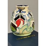 A BOXED MOORCROFT LIMITED EDITION VASE, pattern 'Homeward Bound', 79/100, dated 2012, signed EMMA