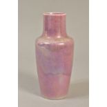 A RUSKIN POTTERY BALUSTER VASE WITH ELONGATED NECK, pink lustre and glaze, impressed marks, dated