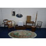 A QUANTITY OF OCCASIONAL FURNITURE, to include a Bentwood chair, two other chiars, wicker bedroom