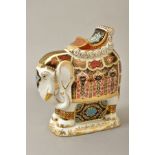 A ROYAL CROWN DERBY PAPERWEIGHT, 'Large Elephant', gold stopper, height 20cm