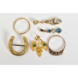 A SELECTION OF ITEMS, to include a 9ct gold pendant set with an oval cut cubic zirconia, Chester
