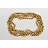 AN 18CT GOLD CHAIN, of rope design to the lobster claw clasp, with an 18ct hallmark for London,