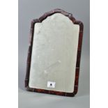 AN EARLY 20TH CENTURY TORTOISESHELL VENEERED EASEL BACK DRESSING TABLE MIRROR, rectangular with