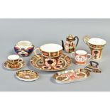 A COLLECTION OF ROYAL CROWN DERBY IMARI MINIATURES, ETC, including a flat iron, approximate length