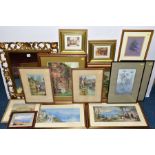 A GROUP OF THIRTEEN FRAMED AND GLAZED PRINTS, mostly rural scenes, including Margaret Tarrant '