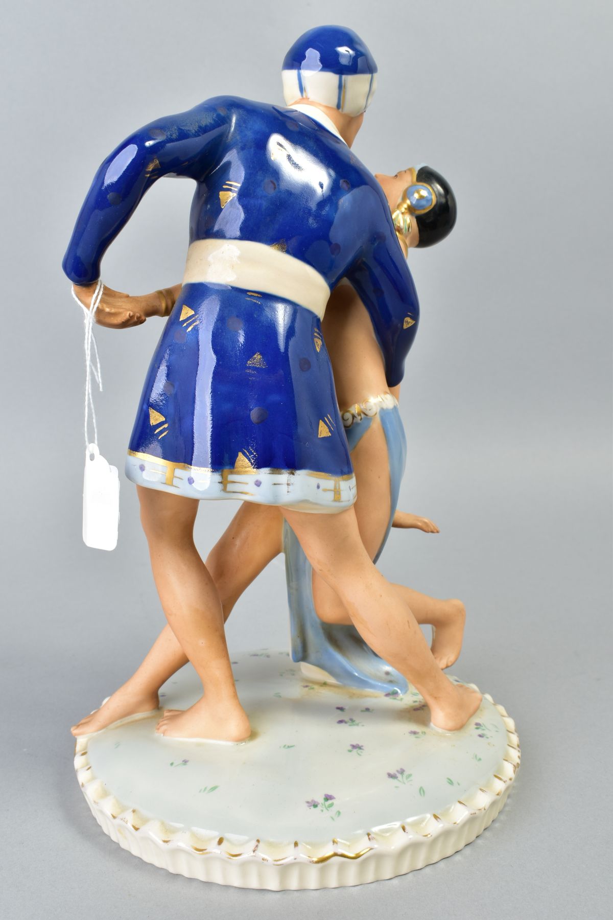 A ROYAL DUX FIGURE GROUP OF TWO EXOTIC DANCERS, on a circular base, the underside with painted ' - Image 25 of 25