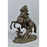 AFTER GUILLAUME COUSTOU, a late 19th century bronze Marly horse, approximate height 39cm