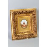 A LATE 19TH CENTURY CONTINENTAL PORCELAIN OVAL PLAQUE, depicting a fisherman's young daughter in a