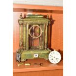 A LATE 19TH CENTURY ONYX MANTEL CLOCK IN NEED OF RESTORATION, the breakfront architectural case with