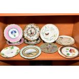 A COLLECTION OF LATE 19TH AND 20TH CENTURY POTTERY AND PORCELAIN DESSERT PLATES, including a Mintons