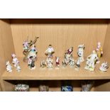 A GROUP OF 19TH AND 20TH CENTURY CONTINENTAL PORCELAIN FIGURINES, (s.d.), including a Berlin KPM