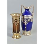 AN EDWARDIAN SILVER VASE SLEEVE, of cylindrical form with flared rim, pierced and chased decoration,