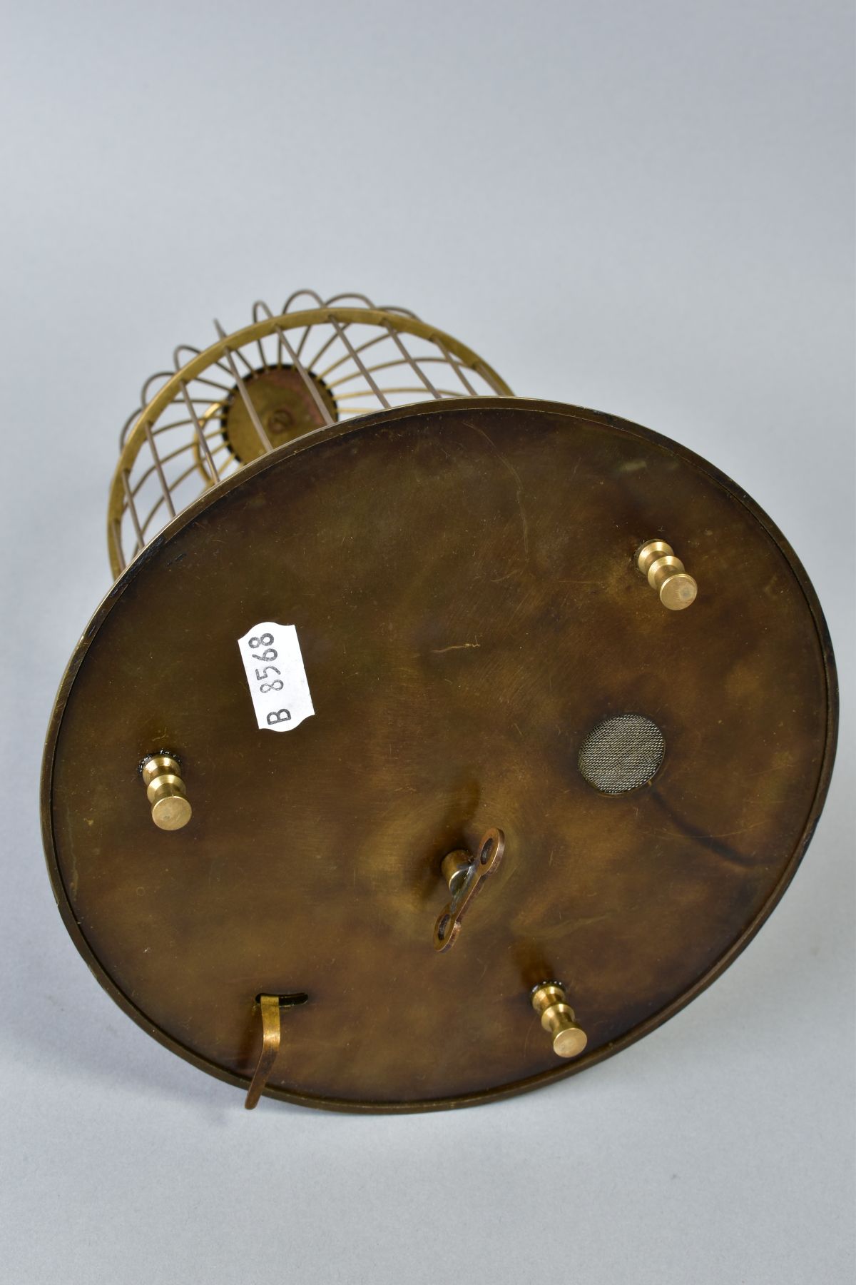 AN EARLY 20TH CENTURY CLOCKWORK AUTOMATON OF A CAGE OF THREE BIRDS, stamped brass base, on three - Image 6 of 6