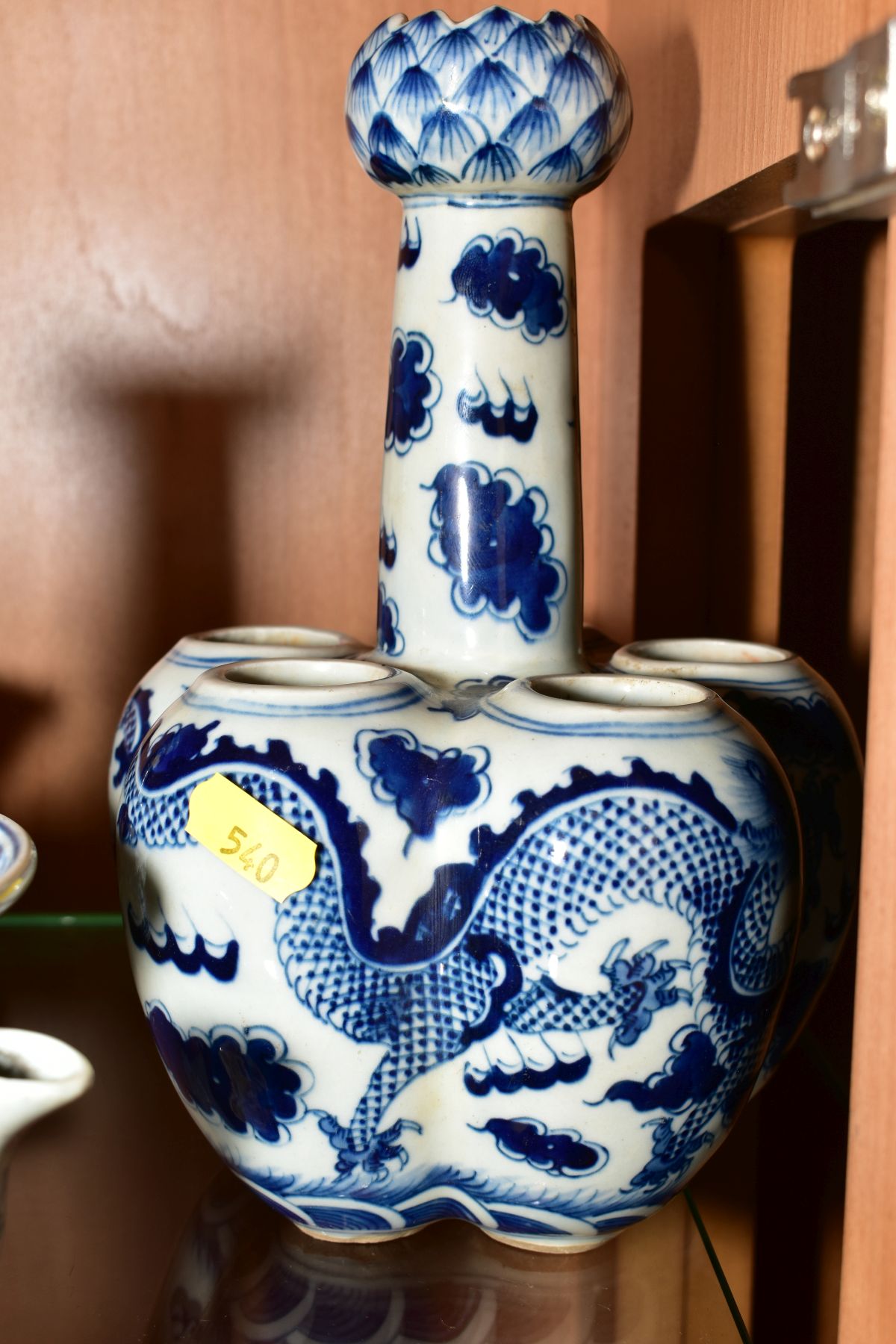 A PAIR OF 20TH CENTURY CHINESE BLUE AND WHITE PORCELAIN BULB VASES, garlic head rims above slender - Image 9 of 22