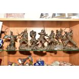A SET OF SEVEN VERONESE SCULPTURES, modelled as Japanese Samurai warriors in various fighting poses,