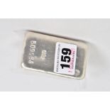 A 500G SILVER BAR, the Umicore silver bar stamped Feinsilber 999, 500g