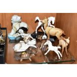 A GROUP OF ANIMAL FIGURES, to include Beswick Doe No999A and Fawn No1000B, Foal No997 (white, leg