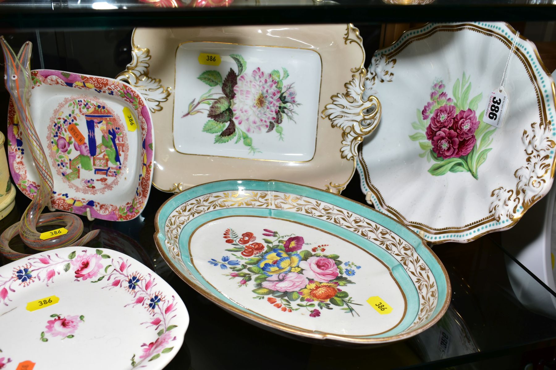 A GROUP OF MISCELLANEOUS 19TH AND 20TH CENTURY CERAMICS AND GLASS ETC, including two hand painted - Image 6 of 14