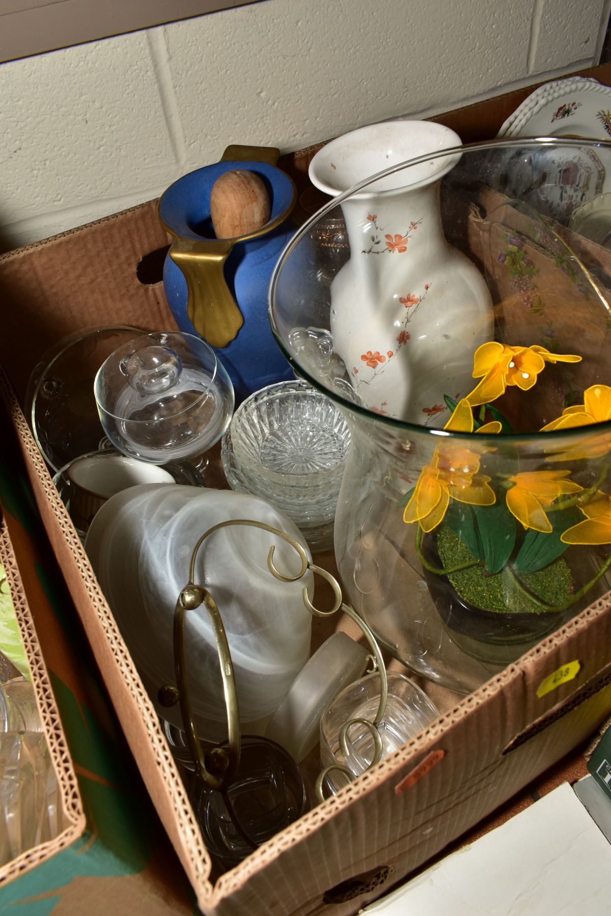 SEVEN BOXES OF CERAMICS, GLASSWARE, OS MAPS, ETC, including Christmas ornament and boxed Christmas - Image 13 of 22