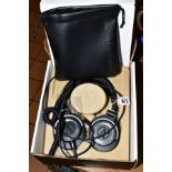A BOXED PAIR OF AUDIO TECNICA ATH-M50X HEADPHONES, with softcase and spare cables