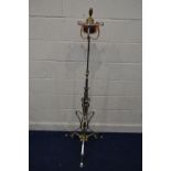 A METAL AND BRASS ART NOUVEAU STYLE TELESCOPIC STANDARD LAMP
