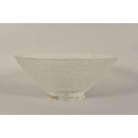 A LALIQUE CONICAL FROSTED GLASS BOWL IN THE OMBELLES PATTERN, chipped rim, etched marks to base,