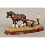 A BORDER FINE ARTS SCULPTURE, 'Lightly Rolled' (Shire Horse and Farmer) A8918 from The James Herriot