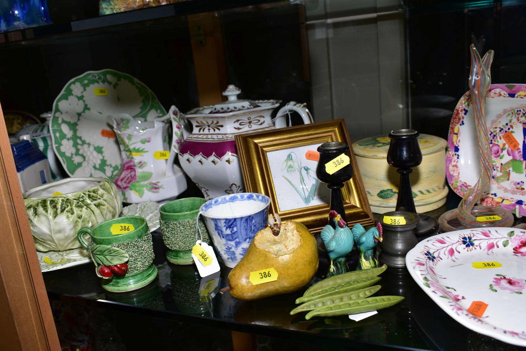 A GROUP OF MISCELLANEOUS 19TH AND 20TH CENTURY CERAMICS AND GLASS ETC, including two hand painted - Image 4 of 14